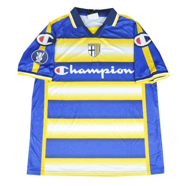 Auswärtstrikot Thailand Parma Retro 2004 2005 Blau Gelb Günstige Fußballtrikots